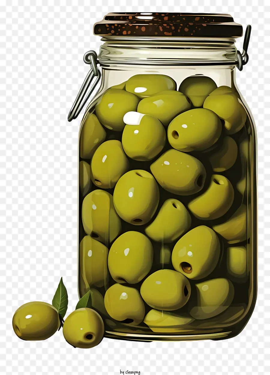 Aceitunas Verdes Dibujadas A Mano En Jar，Aceitunas Verdes PNG