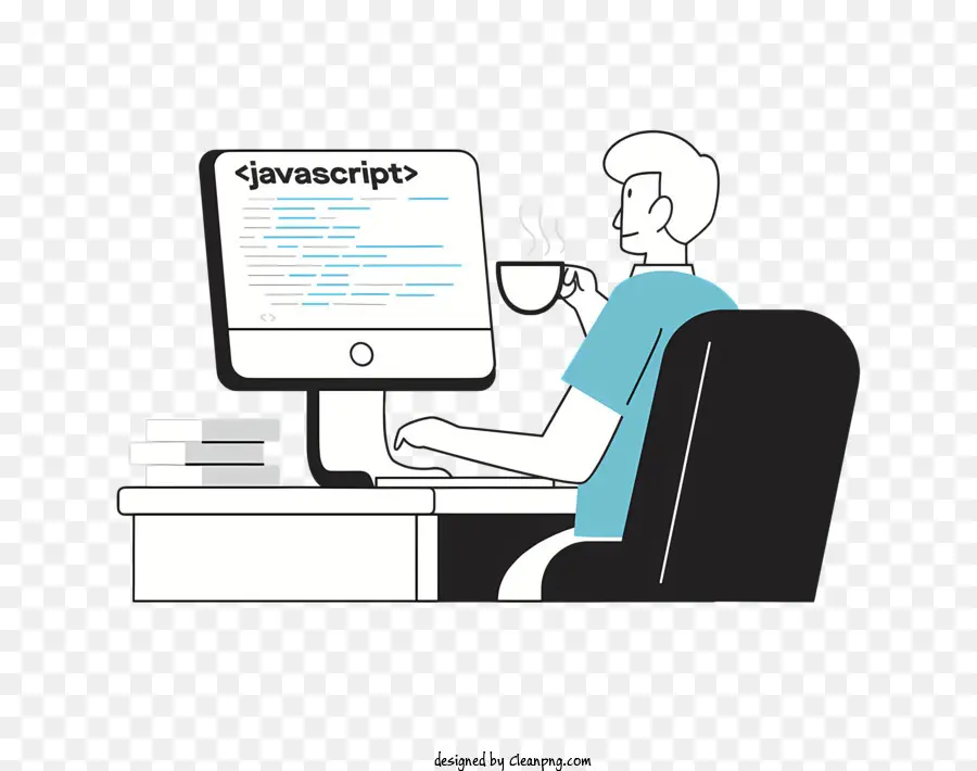 Javascript，Ilustración En Blanco Y Negro PNG