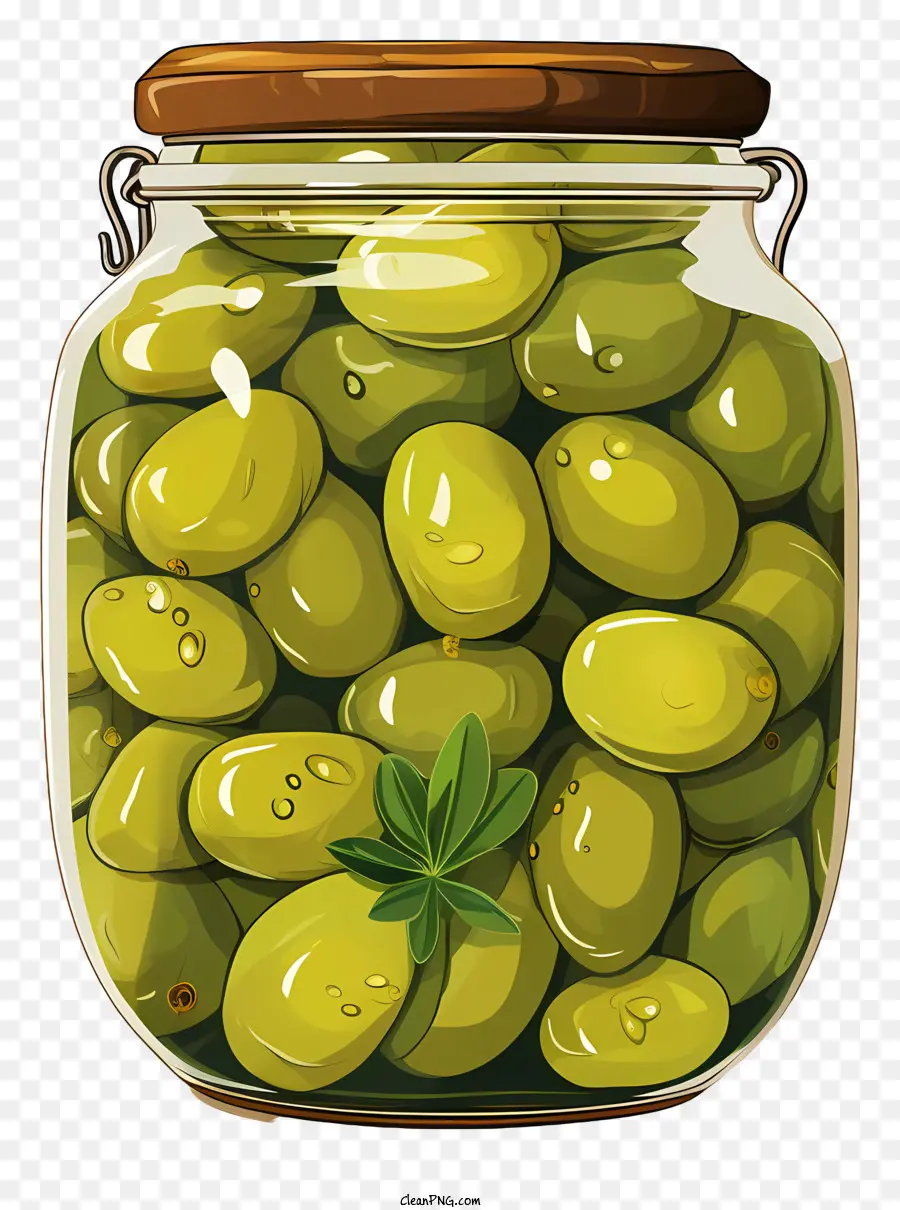 Aceitunas Verdes Dibujadas A Mano En Jar，Aceitunas Verdes PNG