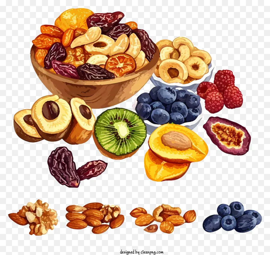 Mezcla De Frutas Y Nueces Secas A Mano，Caldo De Fruits PNG
