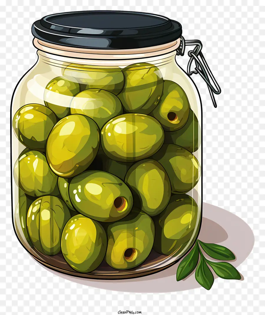 Estilo Doodle Aceitunas Verdes En Frasco，Tarro De Aceitunas PNG