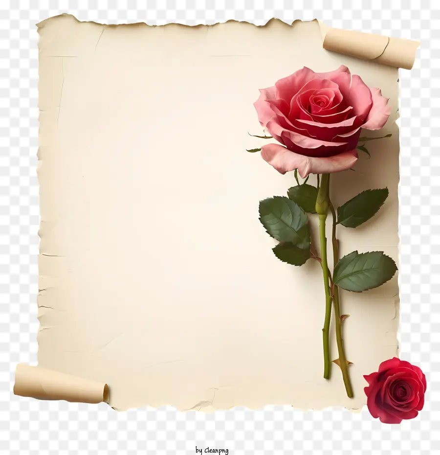 Ilustran La Rosa Y El Papel Romántico，Rosa PNG