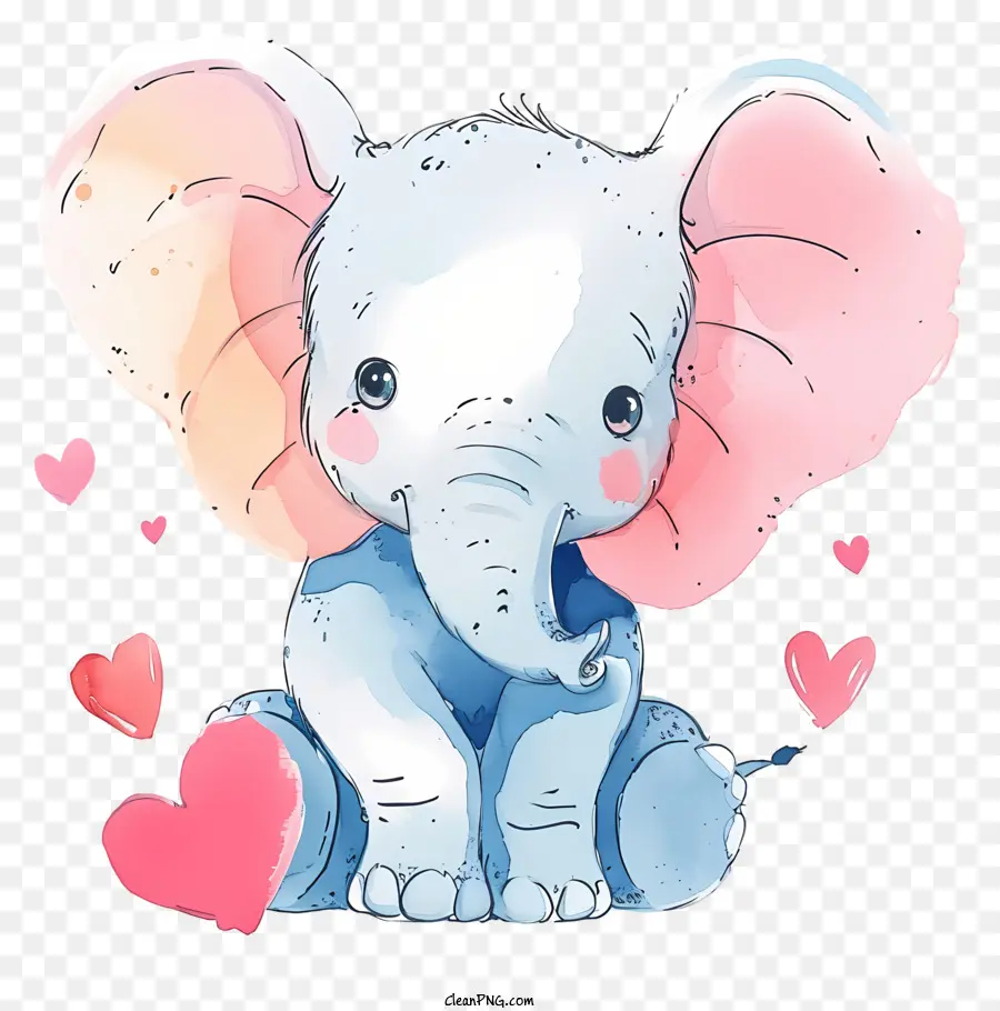 Acuarela De San Valentín Elefante，Lindo Bebé Elefante PNG