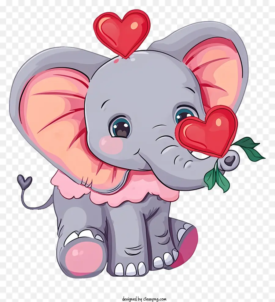 Elefante De San Valentín De Dibujos Animados，Elefante Con Corazón PNG