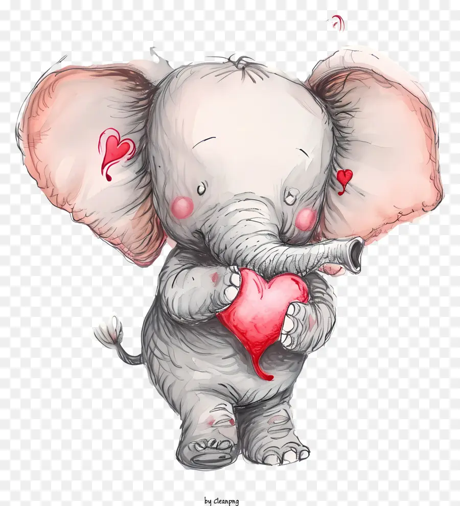 Valentine Elefante Ilustrado，Elefante Pequeño PNG