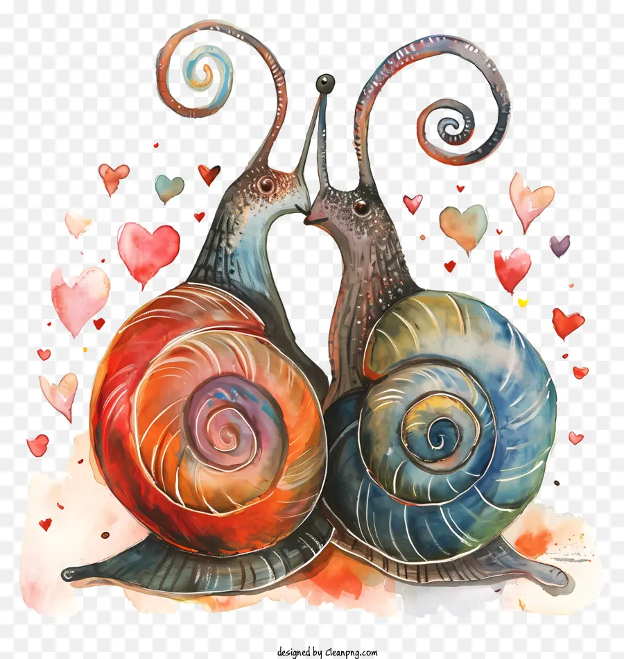 Valentine Snails，Caracoles Enamorados PNG