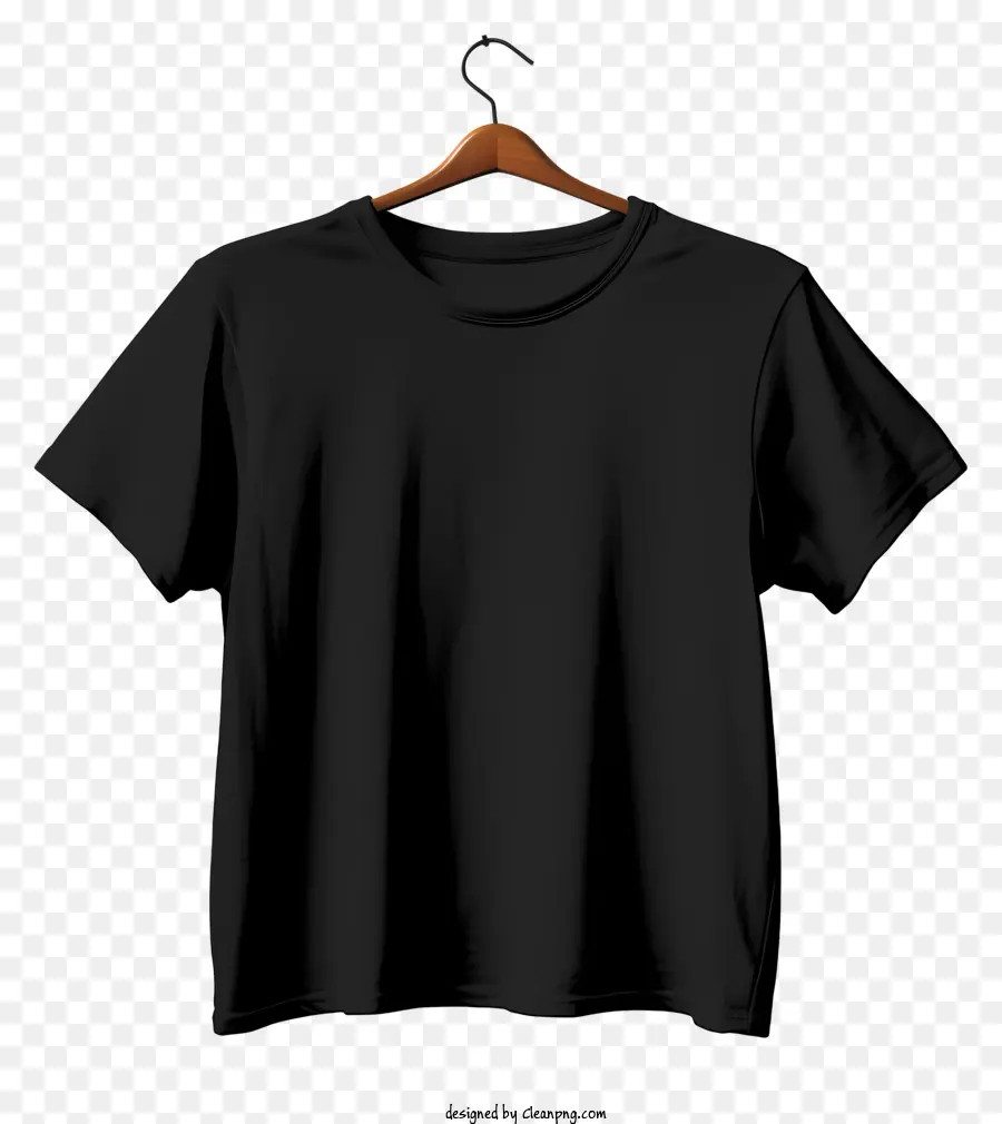 Camiseta Negra De Estilo Plano Sobre Percha De Tela，Negro Camiseta PNG