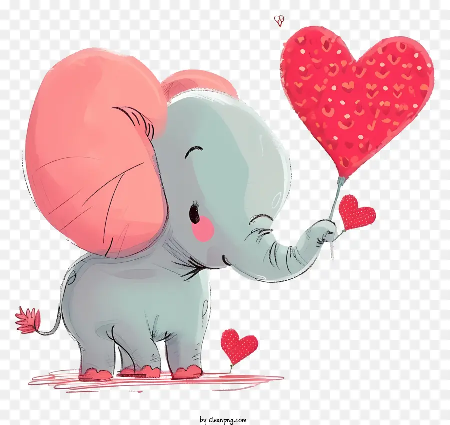 Lindo Elefante，Corazón En Forma De Globo PNG