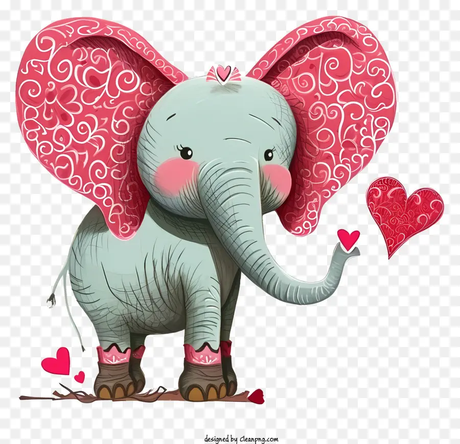 Ilustraciones Detalladas Del Personaje Del Elefante De San Valentín，Elefante Con Corazón PNG