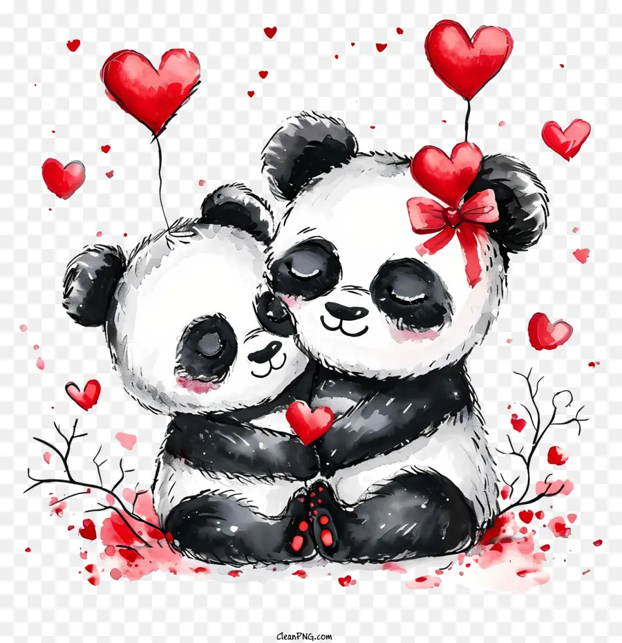 Panda De San Valentín，Oso Panda PNG