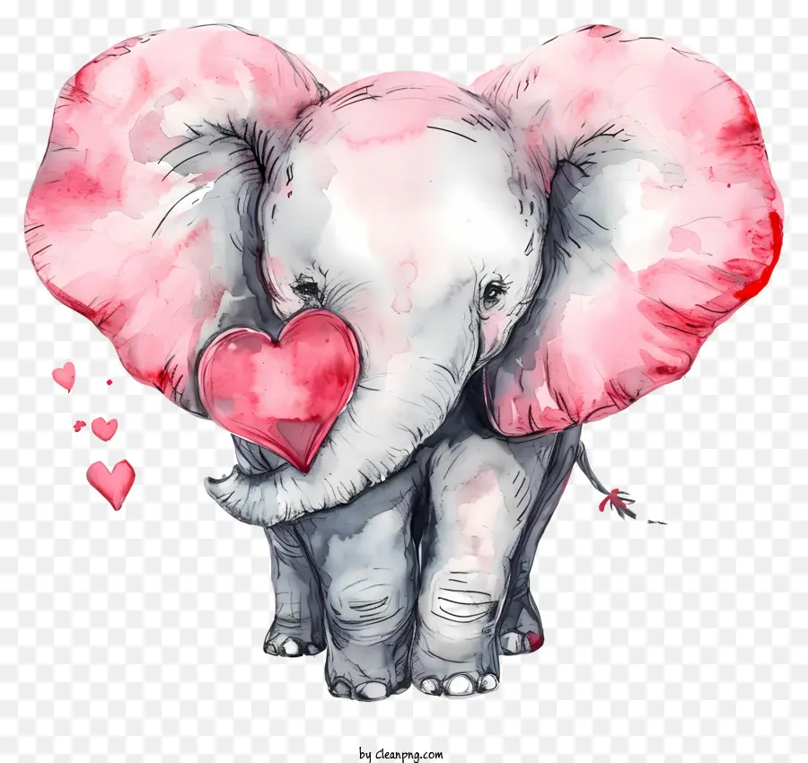 Acuarela De San Valentín Elefante，Elefante Pintura PNG