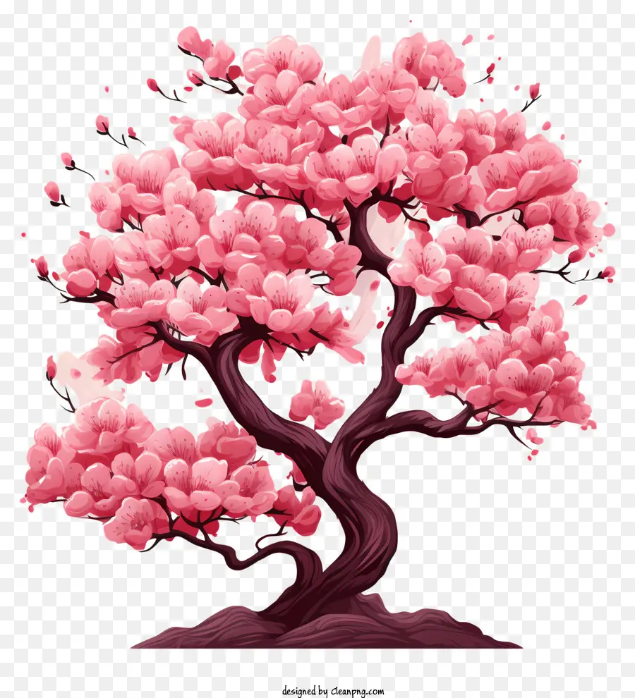 Árbol De Cerezo De Estilo Doodle Style，Pink Cherry Tree PNG