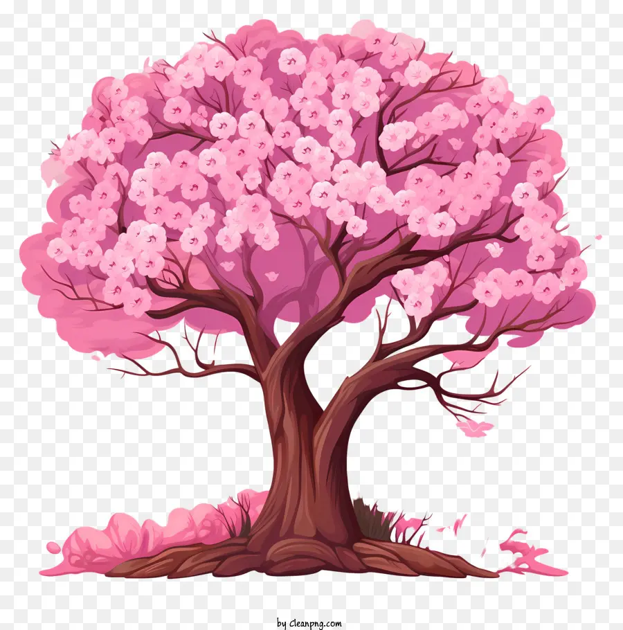 Estilo De Boceto Árbol De Flor De Cerezo，árbol Rosa PNG