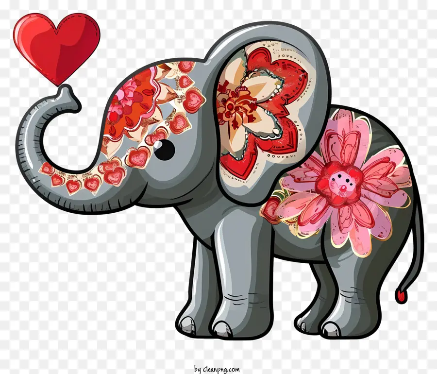 Diseño De Dibujo Vectorial，Elefante De San Valentín PNG