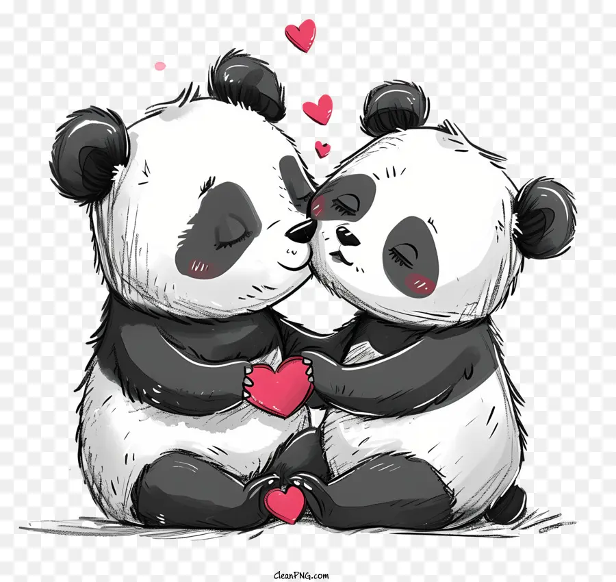 Panda De San Valentín，Los Pandas PNG