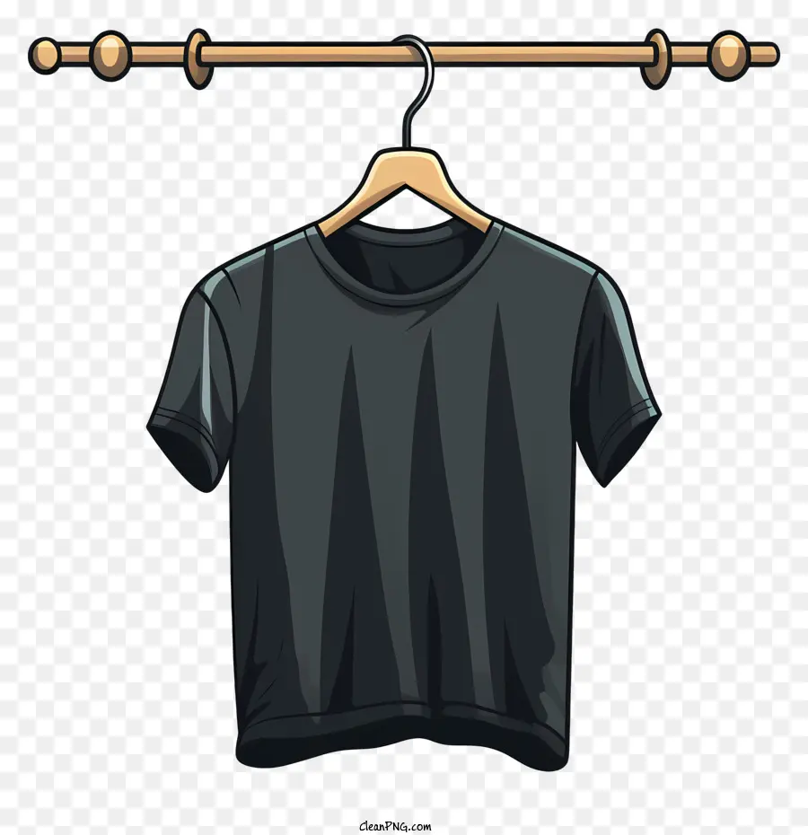 Camiseta Negra De Estilo Dibujado A Mano Sobre Perchera De Tela，Camiseta PNG