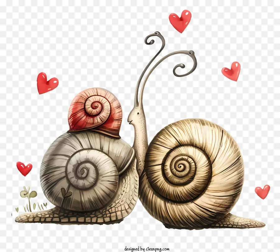 Valentine Snails，Pintura De Caracol PNG