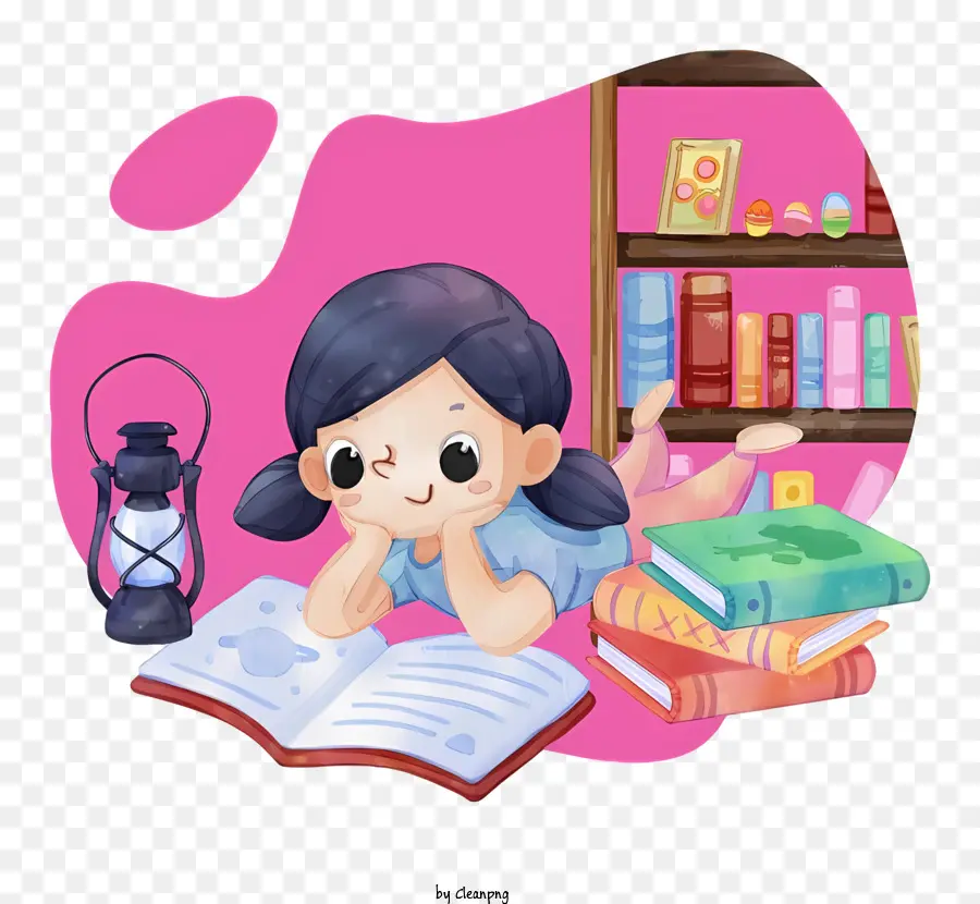 Estudio De Dibujos Animados，Niña Leyendo PNG