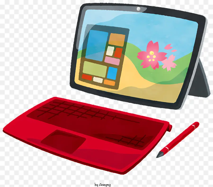 Tablet Pc，Computadora Roja PNG