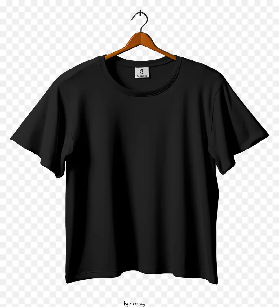 Camiseta Negra De Estilo Plano En Percha De Tela，Camiseta Negra PNG