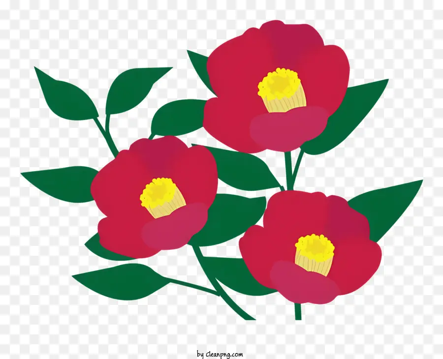 Las Flores De Color Rojo，Hojas Verdes PNG