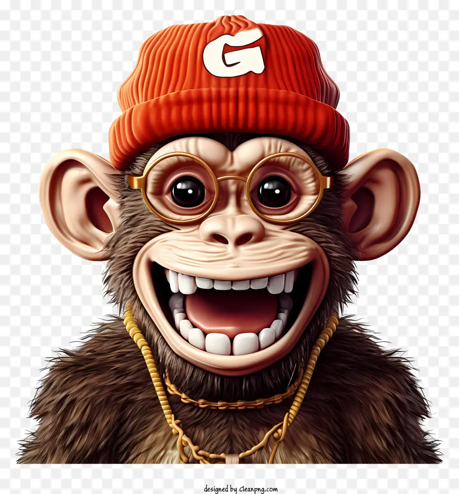 Smile Monkey Con Sombrero De Gorro，Mono PNG