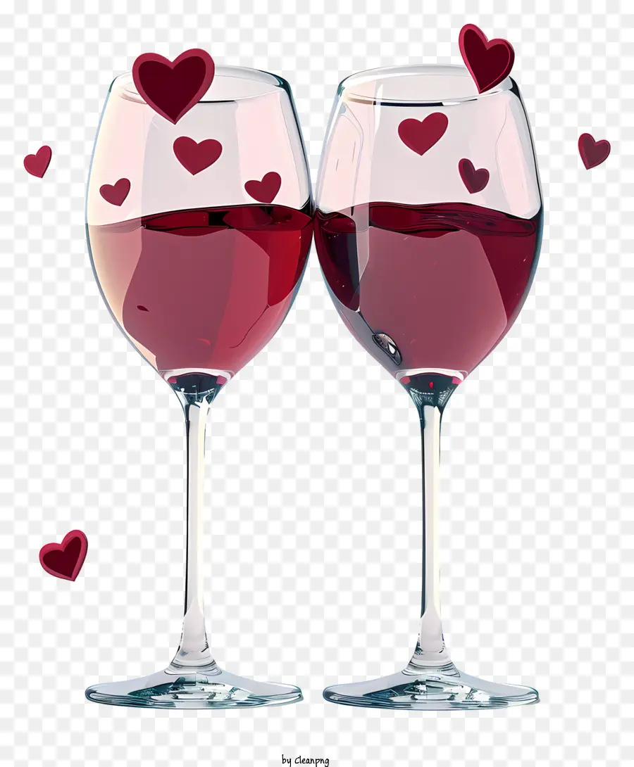 Copas De Vino De San Valentín Realistas，Vino Tinto PNG