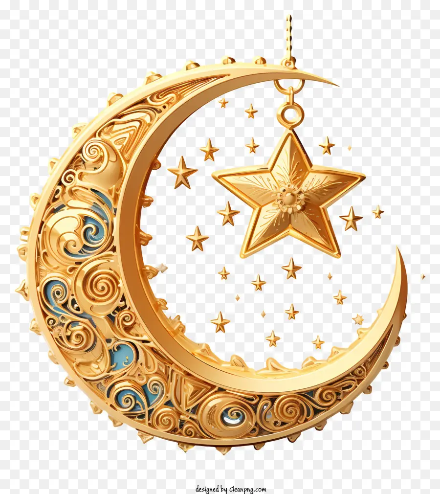 Luna Y Estrella Realistas De Estilo 3d，Luna PNG