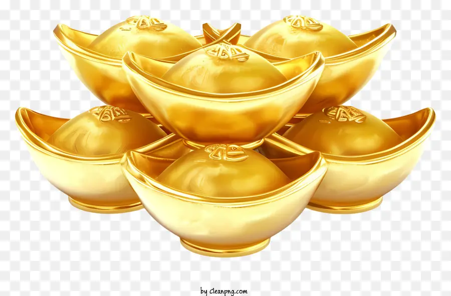 Los Lingotes De Oro Chinos Ilustran，Cuencos Dorados PNG