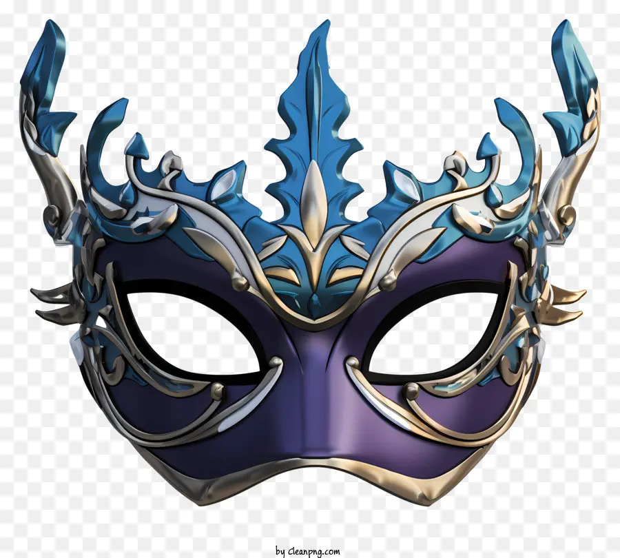 Máscara De Mascarada De Estilo Realista，Máscara Azul Y Dorada PNG