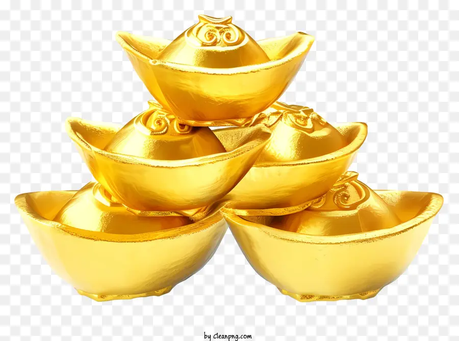 Lingotes De Oro Chinos，Cuencos Dorados PNG