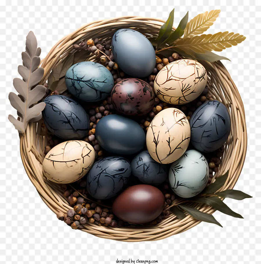 Huevos De Pascua En La Canasta，Huevos Naturalistas PNG