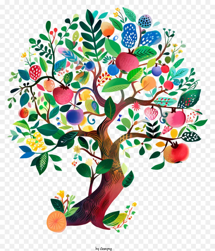 Tu Bishvat，árbol Colorido PNG