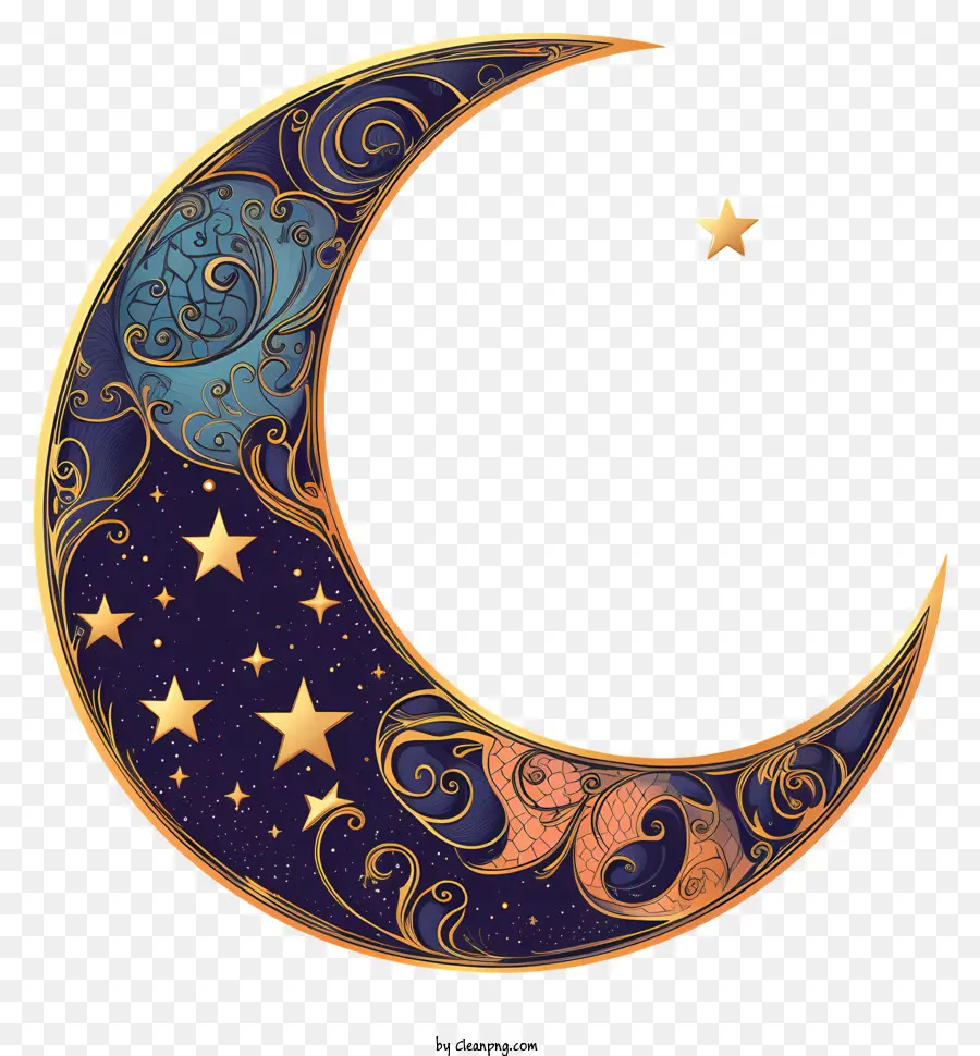 Doodle Style Moon And Star，Crescent Moon PNG