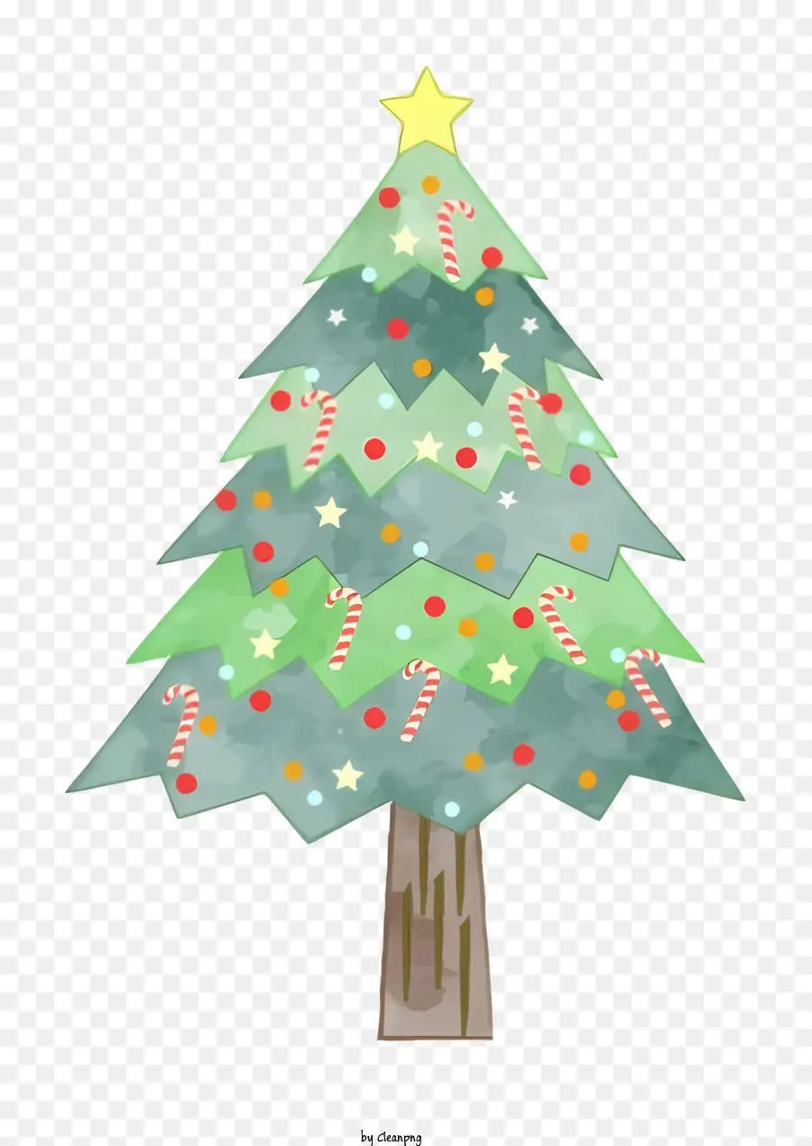 árbol De Navidad Decorado，Los Bastones De Caramelo PNG