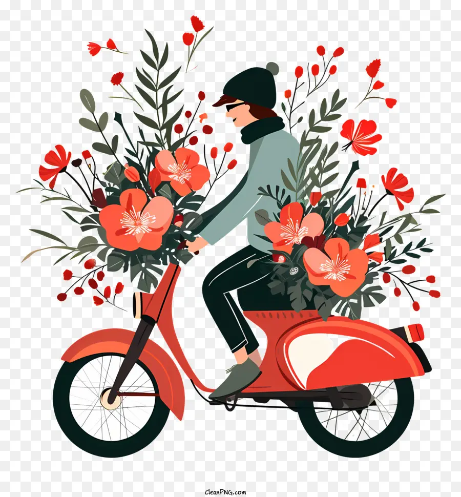 Entrega De Flores，Scooter PNG