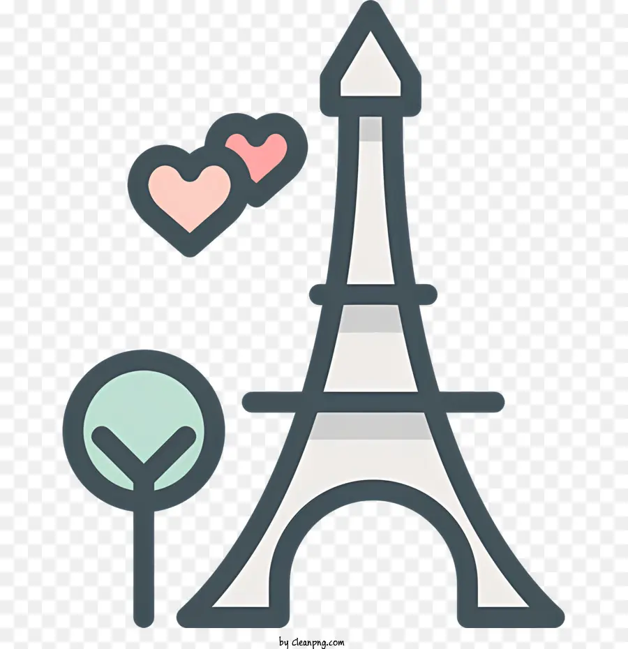 Línea Plana Día De San Valentín，Eiffel PNG