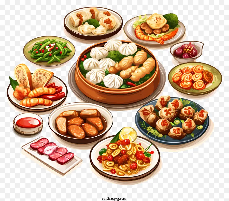 Menú De Año Nuevo Chino，Platos Chinos PNG