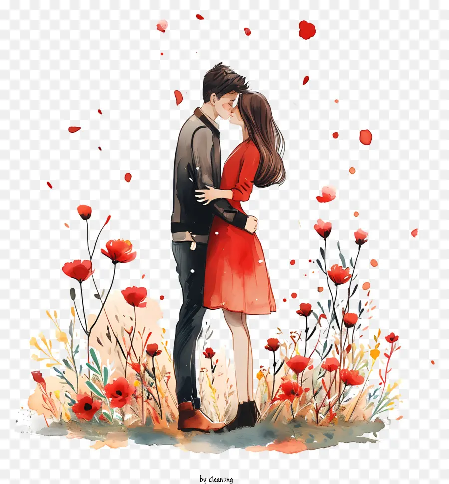 Regalo De San Valentín Para Novio，Pareja En Poppy Field PNG