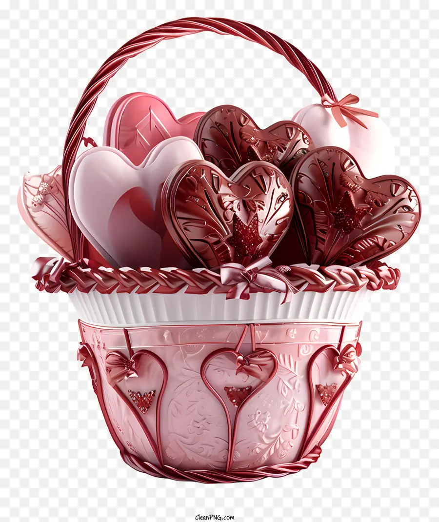 Canasta De Regalo Del Día De San Valentín，Chocolates En Forma De Corazón PNG