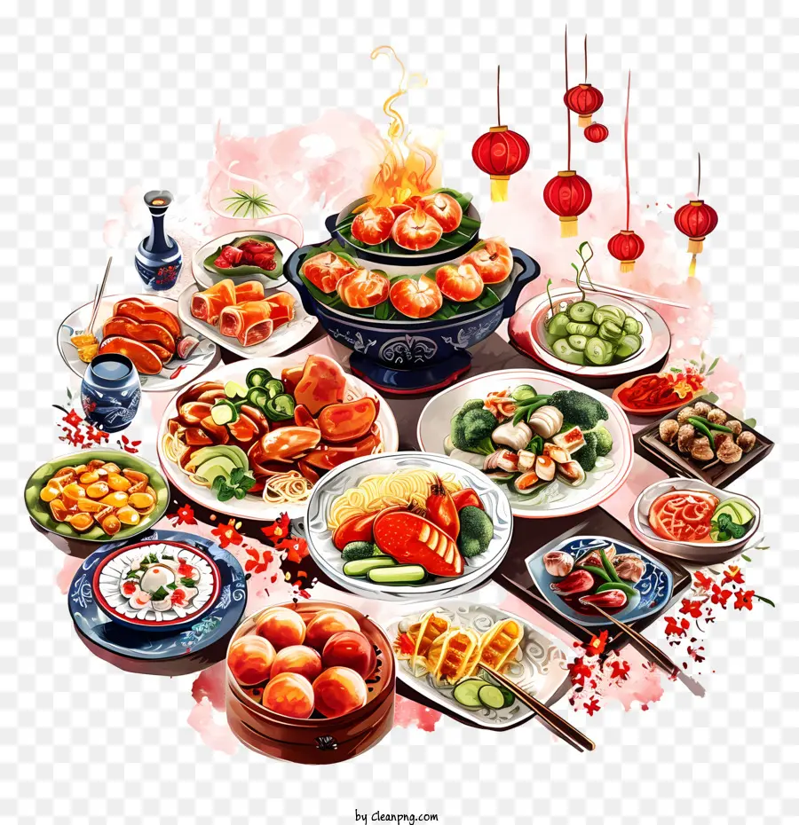 Menú De Año Nuevo Chino，La Cocina China PNG