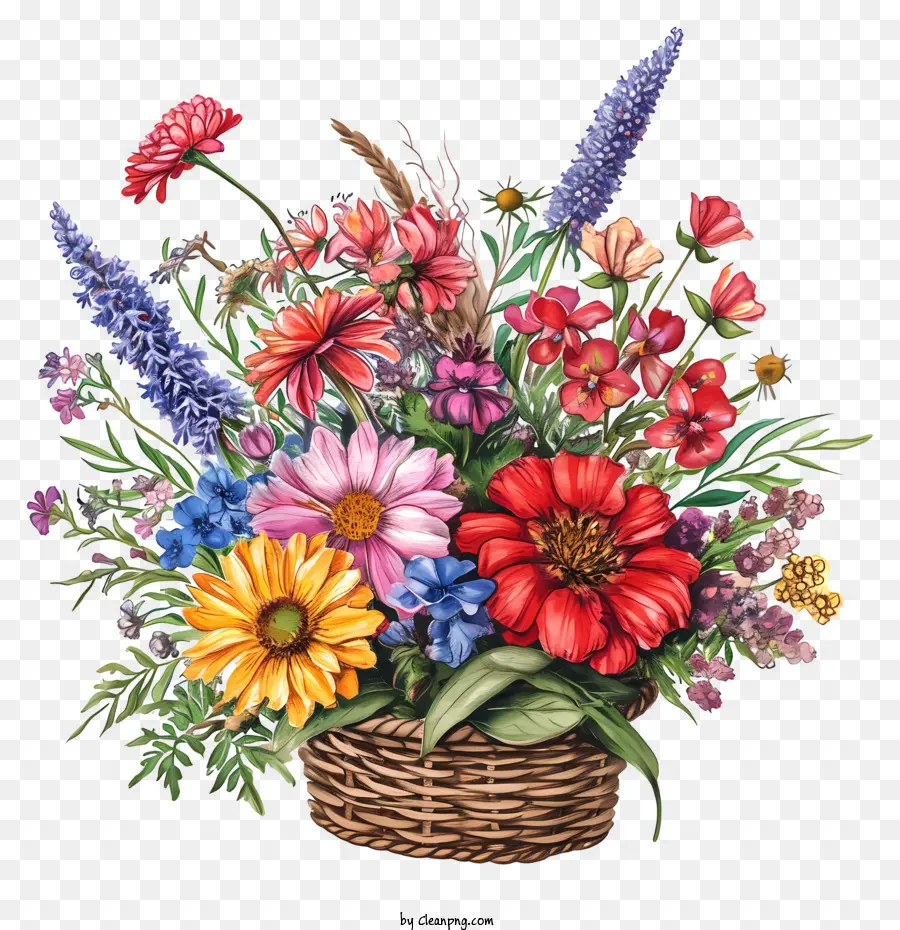 Entrega Del Día De San Valentín，Canasta De Flores Silvestres PNG