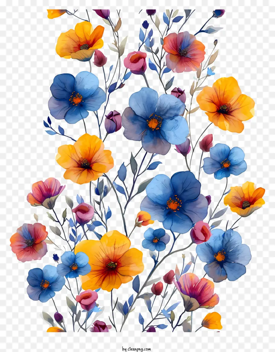 Fondo De Flores Pequeñas，Pintura A La Acuarela PNG