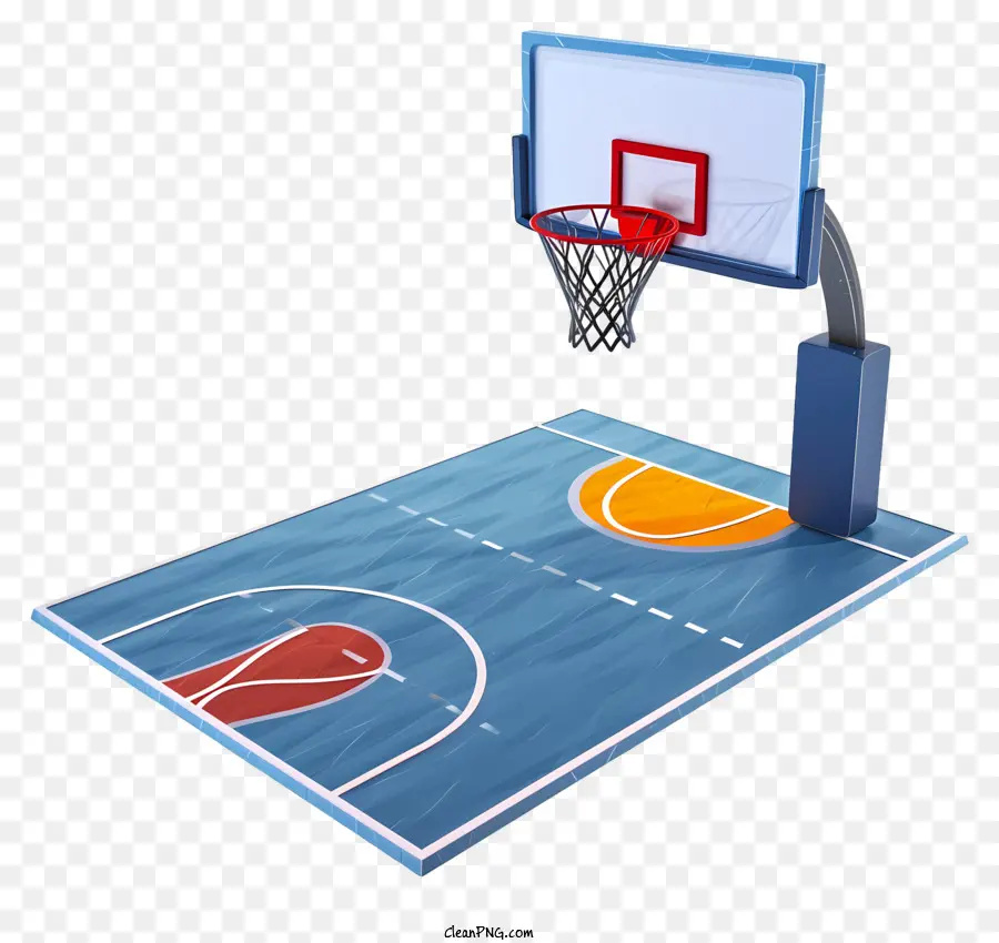 Cancha De Baloncesto 3d De Dibujos Animados，Aro De Baloncesto PNG