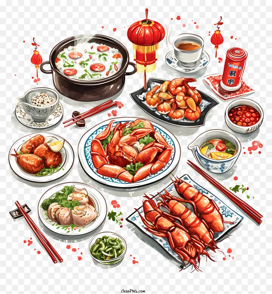 Menú De Año Nuevo Chino，Comida China PNG