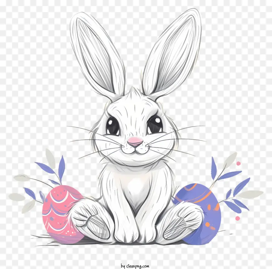 Línea De Boceto De Conejito De Pascua，Conejo Blanco PNG