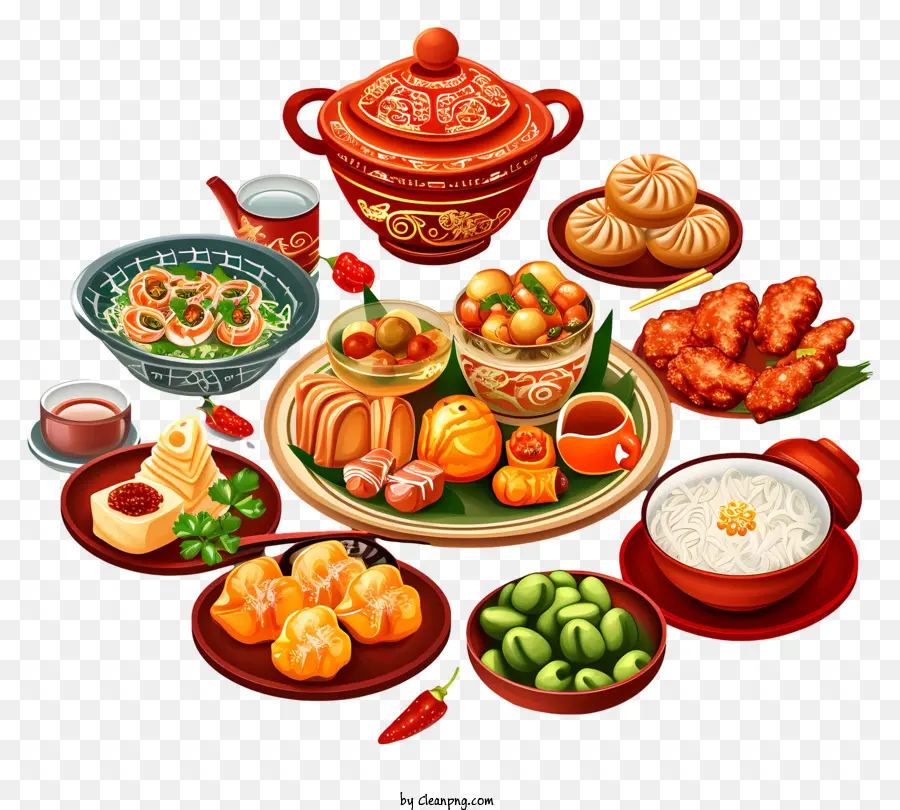 Menú De Año Nuevo Chino，Cena China PNG