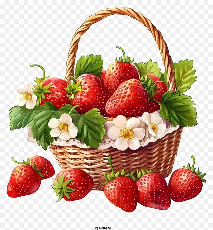 Cesta De Fresas，Fresas PNG