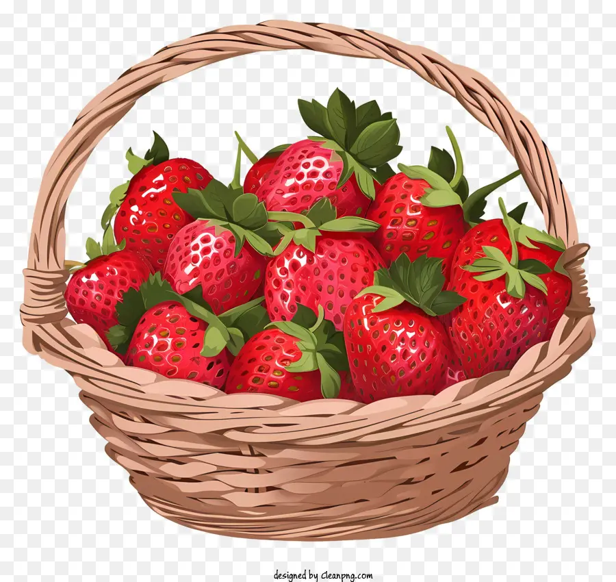 Cesta De Fresa Plana，Fresas Frescas PNG