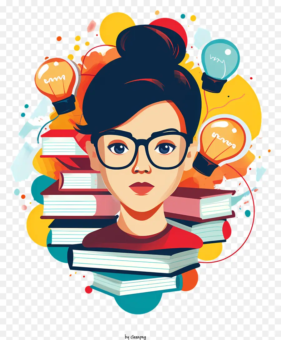 Aprendiendo，Mujer Con Libros PNG